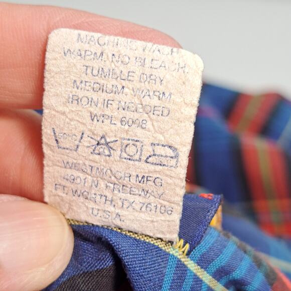 Authentic Vtg Panhandle Slim Western Shirt Pearl Snap Buttons Mens Size 17 Plaid - Picture 8 of 8